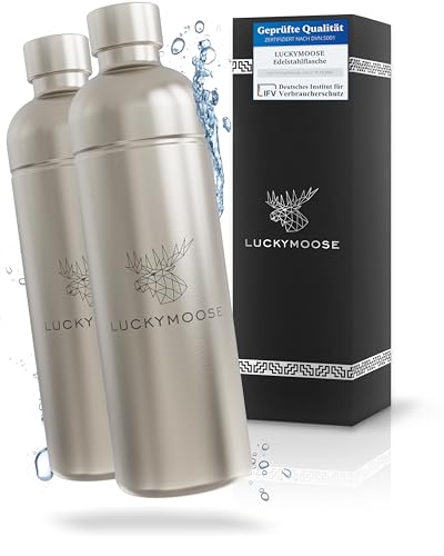Luckymoose Infinity 2x Edelstahlflaschen Wassersprudler 1 25L Kompatibel mit der LM Infinity Serie Aarke Carbonator 3 und Brita SodaOne - Umweltfreundlich bruchsicher & spülmaschinenfest