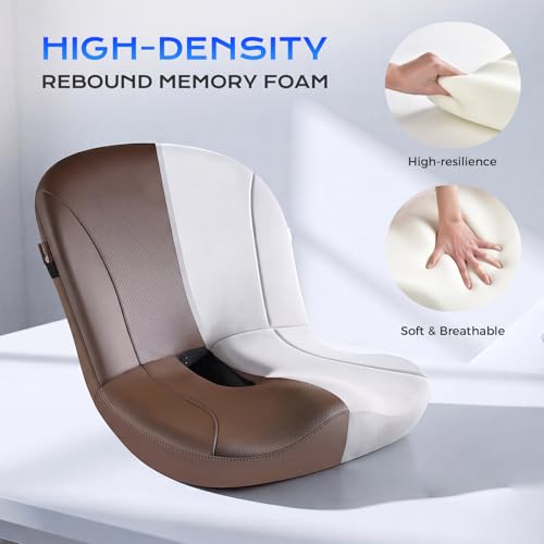 Image of Coverado Car Seat Cushion and Lumbar Support Pillow One Piece, Napa Leather Memory Foam Ergonomic Back Support Driving Seat Cushion for Back Pain, Non-Slip Washable Cushion for Car, Driver, Office