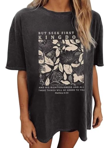 Wildflowers Shirt for Women Oversized Vintage Floral T Shirts Inspirational Graphic Tees Summer Casual Loose Beach Tops