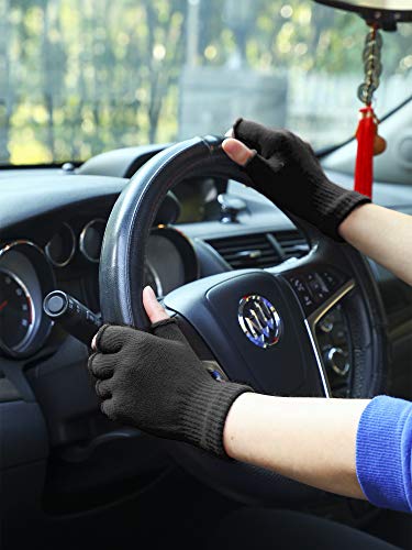 Image of SATINIOR 4 Pairs Winter Half Finger Gloves Knitted Fingerless Mittens Warm Stretchy Gloves for Men and Women
