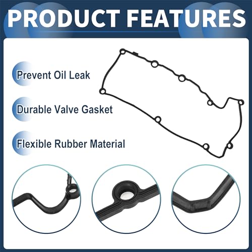 Image of Valve Cover Gasket, Cylinder Head Valve Seal Gasket for Q5 2013-2017 Black, Rocker Cover Gasket 1 Pcs