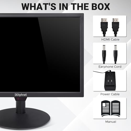 SKitphrati 19 Zoll PC Monitor, HD 1440 x 900 Bildschirm Computer Monitor mit HDMI VGA AV BNC USB Ports, 60Hz, 5Ms, VESA, Integrierte Lautsprecher, LED Display für Laptops und Desktops Office Home