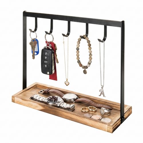 MyGift Black Metal Entryway Key Holder with 5 Hooks and