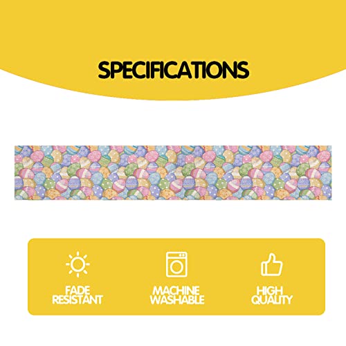 Eddert Easter Table Runner 72 Inches Long, Burlap Easter Runner, Linen Colorful Egg Rectangle Table Runners, Perfect Easter Table Decorations Decor For The Home (13*72) #TOP4