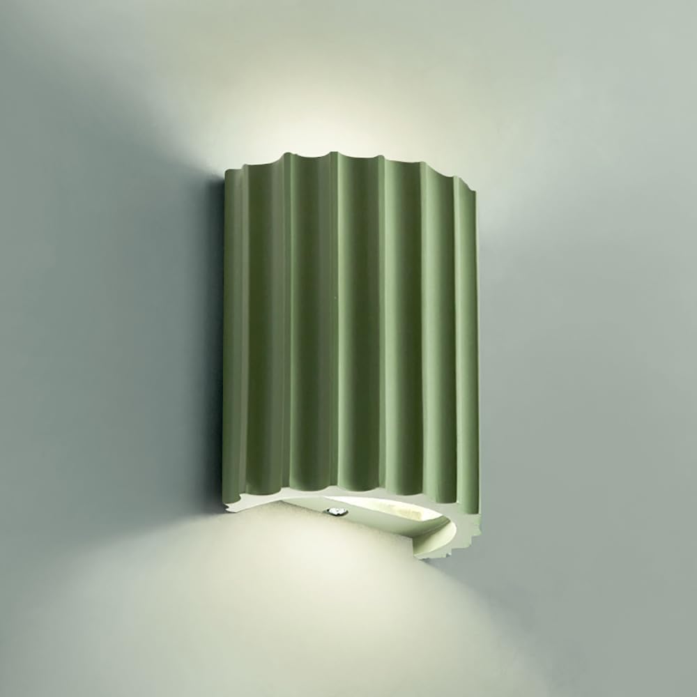 Modern Wall Sconce, Up and Down Wall Mount Light, Cylinder Wall Light, Resin Hallway Corridor Entrance Wall Sconce Lamp Green Finish