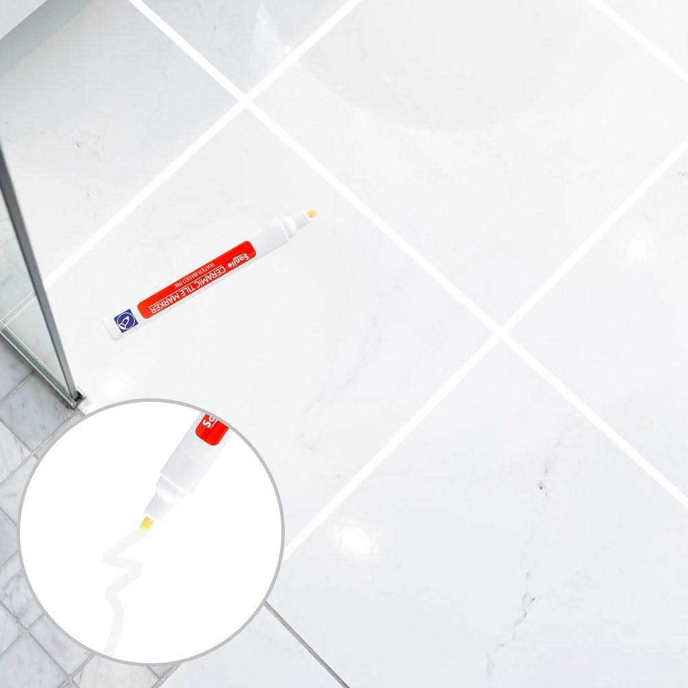 8 Pezzi Pennarello Fughe Piastrelle Bianco Penne per Fughe Pavimento Penna Bianca per Fughe con Punta di Ricambio Bianco Pennarello Fughe per Ripristinare Piastrelle, Pavimenti, Pareti e Bagni