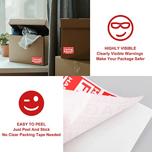 LabelMore Fragile Stickers for Shipping 2"x 3" Fragile Hand with Care Thank You Warning Labels for Shipping and Packing Permanent Adhesive 500 Labels (1 Roll) image 1
