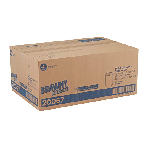 Brawny Professional D400 Disposable Shop Towel Refill By Gp Pro (Georgia-Pacific); Orange; 20067; 250 Feet Per Roll; 6 Rolls Per Case #TOP5