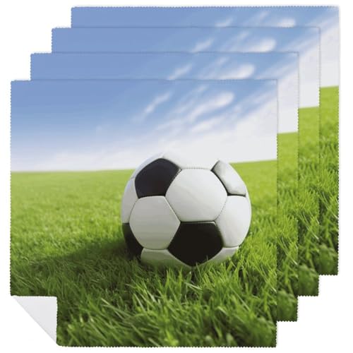 Servilletas de Tela Soccer Ball On Grassy Pack de 4 miniatura 1