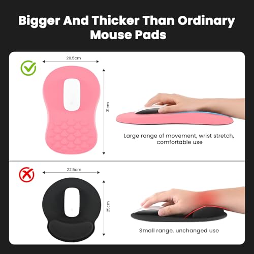 Image of EooCoo Mouse Pad Wrist Support with Massage Design, Ergonomic Mouse Mat,Wrist Rest Pain Relief Mousepad with Memory Foam & Non-Slip Silicone Base (12x8 inch,Pink)
