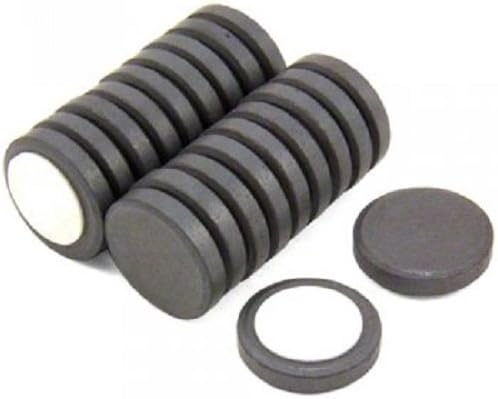 Y10 Ferrite Magnet for Arts Craft, Science and DIY with Adhesive Foam Pad - 25mm dia x 5mm thick - 0.6kg Pull - Pack of 20