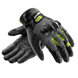 REBELHORN Defender Guantes de Moto Hombre | Cuero | Protectores de Tobillo | Paneles de Ventilación | Forro Cooler-Tec | Compatible con Pantalla Táctil | Nivel de Protección 1 KP