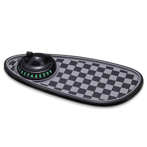 PANGUYN Soporte teléfono con Alfombrilla Antideslizante Coche para Abarth Punto (199) 2011-2014, 360° salpicadero de Coche con número de estacionamiento Temporal