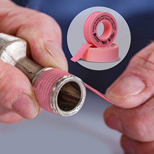 D.N Teflon Tape Premium Grade (PTFE) Thread Seal Tape for Plumbers | High Density Water & Gas Pipe Sealant Tape | 3.8 mil Thick | 1/2″ Width x 540 ″ Length – Pink (Pack 1)