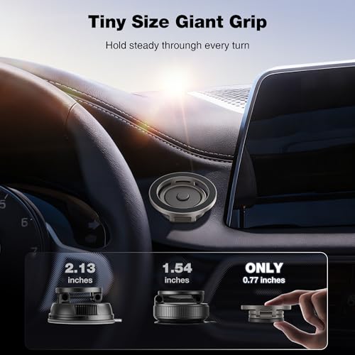 Image of GolbinBox Car Phone Holder for MagSafe [360Rotation] Metal Design iPhone Car Mount,Folding Car Mount [Detachable Base] Strong Magnetic Phone Holder for Car Dash,for iPhone 17 16 15 14 Pro Max, Gray