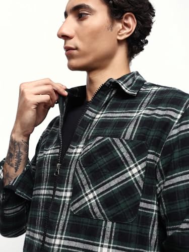 Image of Dennis Lingo Men's Flannel Checks Spread Collar Relaxed Fit Casual Shirt