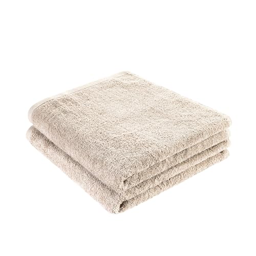Homewell Set de Serviettes moelleuses et si absorbantes - 100% Coton - certifiées Oeko Tex 100 (2 Serviettes de Bain 70x140 cm, Beige)