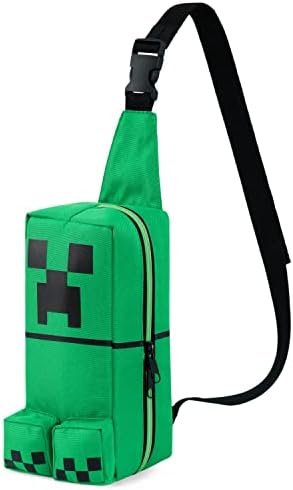 Minecraft Crossbody Bag for Boys - Creeper Chest Bag Adjustable Strap Bum Bag for Kids Teenagers - Gamer Gifts