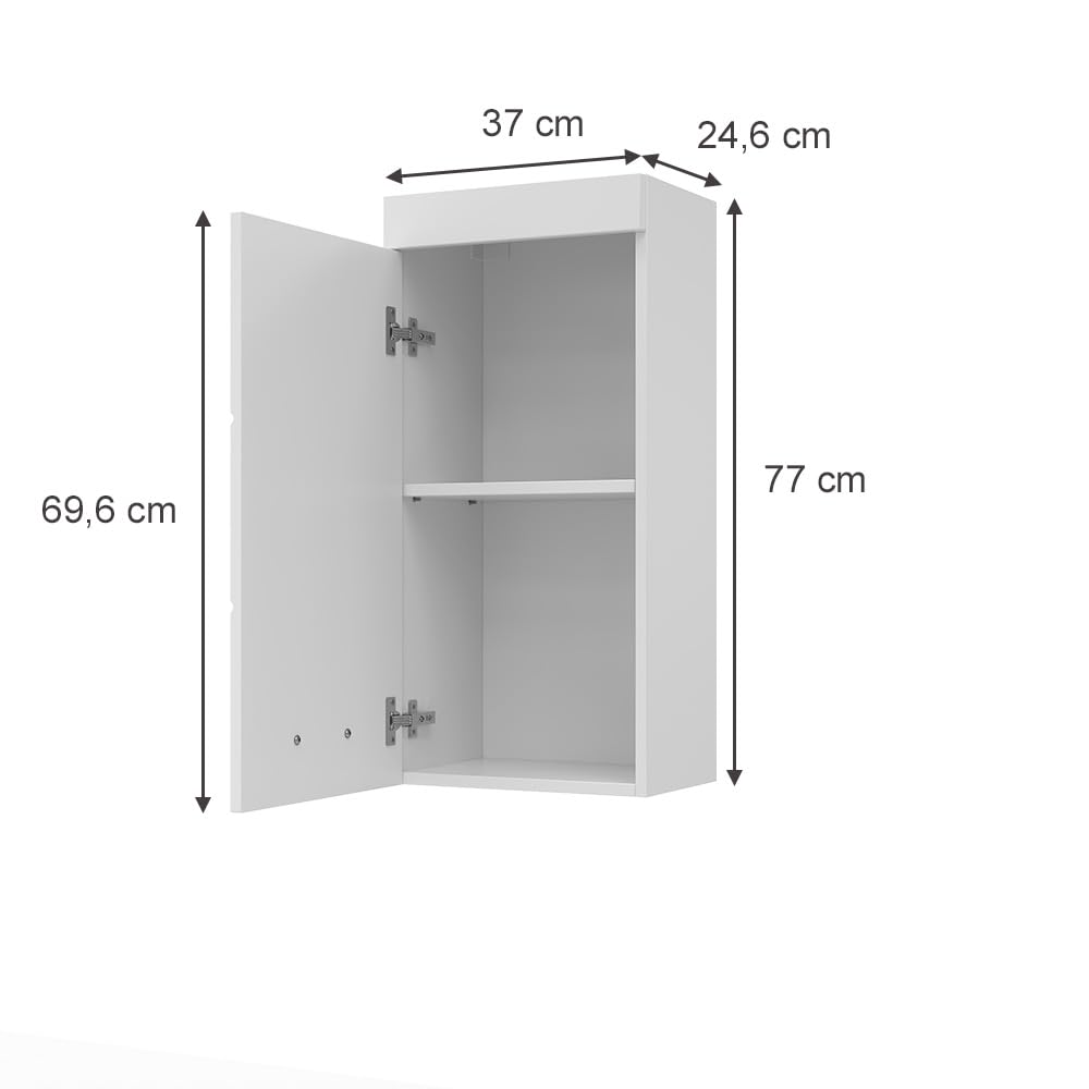 Vicco Armario de baño Luna, Blanco, 37 x 77 cm | para montaje en pared, combinable con otros muebles Luna