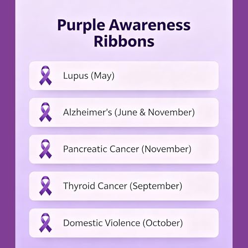 Image of Purple Ribbon Hope Awareness Pin, 0.8x1.37 Inch Hard Enamel Lapel Pin for Pancreatic Cancer, Domestic Violence, Alzheimer's & Lupus Support, Inspirational Hope Ribbon Badge for Survivors & Advocates