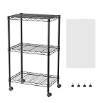 SINGAYE 3 Small Shelves Storage Shelf Wire Shelving Unit Metal Shelf Adjustable Organizers Storage Shelving with Wheels for Bathroom Laundry Room Kitchen Pantry11.5”D x 17.5”W x 30.5”H Black
