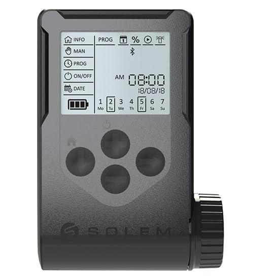 Programador de Riego SOLEM WooBee – 2 Estaciones – Bluetooth – IP68 – LCD 48x62 mm – A Pilas 9V o 4xAAA – Con Válvula Maestra, Sensor de Lluvia y Control de Caudal