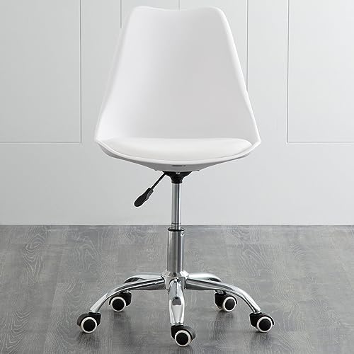 Image of Amazon Brand - Umi Height-Adjustable Modern Revolving Rotary Arm Office Study Desk Chair - Ideal for Spa, Bar, Home - White Color