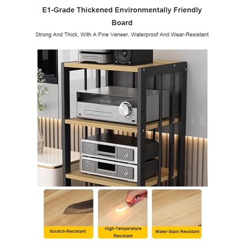 Moderno estante de audio HiFi – Soporte multimedia ajustable de 2 niveles con ruedas – Consola de madera blanca móvil para almacenamiento de equipos de juegos y AV – Elegante solución de audio para el - imagen 3