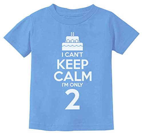 2nd Birthday Gift Can't Keep Calm I'm Two Birthday Cake 2 Year Old Kids T-Shirt 2T California Blue