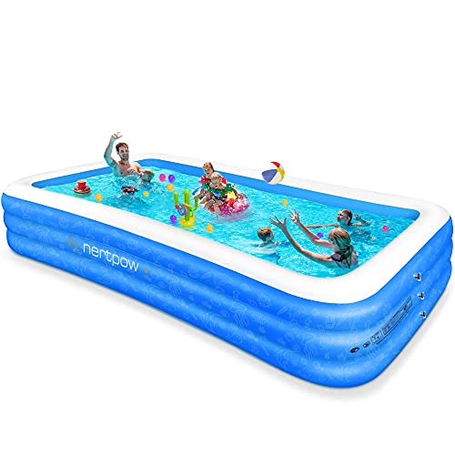 Inflatable Swimming Pools, 130"x73"x22" Ultra Full-Sized Inflatable Kiddie Pools, Family Swimming Pool, Family Lounge Pools for Kids, Adults, Babies, Toddlers, Outdoor, Garden, Backyard, for 3+ Age