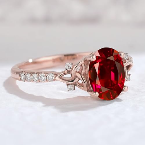 Celtic Engagement Rings for Women Oval Cut Gemstone Rings for Women 10K 14K 18K White Yellow Rose Gold Celtic Ring Wedding Ring Anniversary Promise Rings4