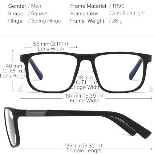 Image of Blue Light Blocking Glasses for Men Anti Fatigue Computer Gaming Eyeglasses UV Protection Scratch-Resistant Lens