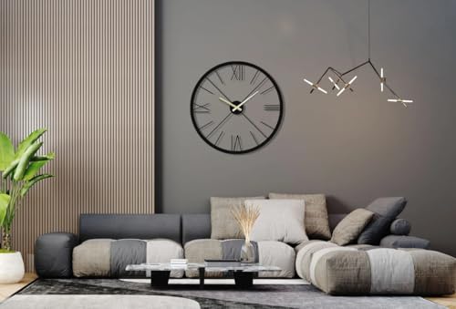 Image of Wall Clock Stylish Metal Analog Wall Clock for Living Room, Bedroom, Office, Kitchen, Home and Hall | Antique Fancy Big Size Modern Wall Watch (Black(DA-89), 50 CM)