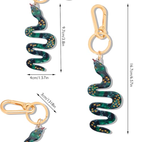 Cute Animal Bag Charm Keychain Set - 3 Designs (Snail, Snake, Worm) with Acrylic Charms & Gold Lobster Clasp