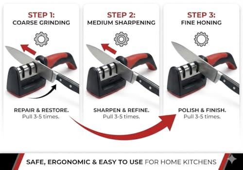 Image of Magnificent Manual Knife Sharpener Tool with 3 Stage Sharpening System | If The Box Does not Matches as in Main Image Please Return the Item, Because its Fake, its D&M FunVerse Printed on All Boxes
