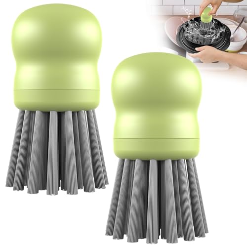 Image of Mini Dish Brush for Cleaning Chicken Shredder, Palm Brush Dish Scrubber with Ergonomic Grip, Kitchen Brush for Washing Dishes, Pans, Pots, Sink (2, Matcha)