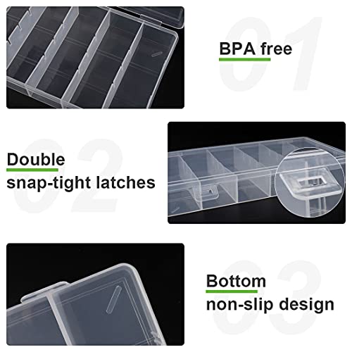Bagteck Clear Visible Plastic Storage Box Cosmetic Tools Storage Box Makeup Tools Fishing Tackle Accessory Box Organizer Jewelry Screws Hardware Accessories Organizer Box (2Pack) #TOP4