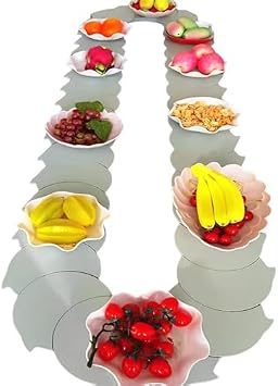 360 Rotating Sushi Train Turntable - 140cm Gray & Cyan - Perfect for Dining Tables, Parties, Gatherings & Entertaining - Ideal for Rectangular & Oblong Table Settings