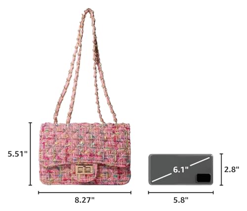 Bolso cuadrado de tweed para mujer, grande y con capacidad miniatura 3