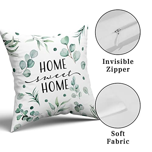 Giwawa Home Sweet Home Throw Pillow Covers Set Of 2 Green Leaves Pillow Cases 18 X 18 Inch Couch Cushion Cover For Room Sofa Chair Decor #TOP5