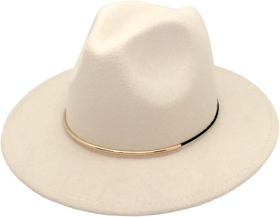 HUDANHUWEIBaZhuaYu001 Womens Fedora Hats with Belt Buckle Wide Brim Panama Fedora Cap