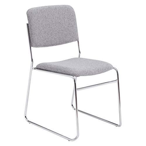 NPS 8652-CN Fabric-upholstered Sled Base Signature Stack Chair, 300-lb Weight Capacity, 19" Length x 21" Width x 33" Height, Grey (Carton of 4)
