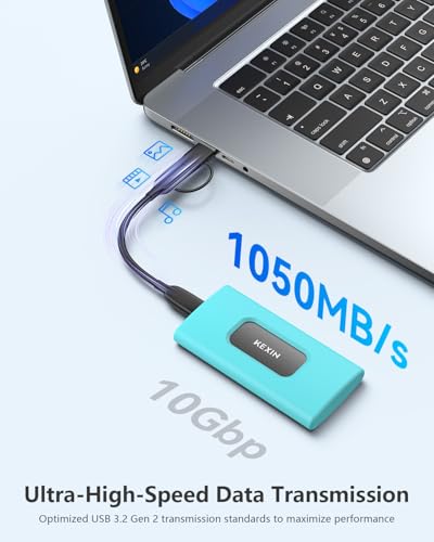 Image of KEXIN External SSD 1TB External Hard Drive USB C Portable SSD, Up to 1050MB /s, USB 3.1 External Solid State Drive 1T for PC Mac Android Game Console, Laptop, Xbox, PS4 and More