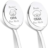 Lankai 2 Stück Dikarya Oma Und Opa Geschenke, Beste Oma & Opa\, Kaffeelöffel Mit Gravur, Edelstahl, Geschenkes Für Großeltern, Geburtstagsgeschenke, Jubiläumsgeschenke, Bedeutungsvolle Geschenke