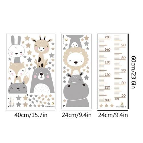 Adesivi Murali Metri Da Parete Altezza Grafico Animali Bambini Rimovibile Misurare Cameretta DIY