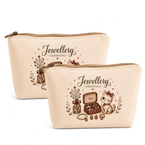 Image of DRUDRAYA Canvas Jewellery Pouch | Printed Storage Zipper Bag, Pack of 2