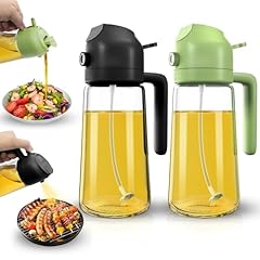 Dictien Spruzzatore per olio 2 in 1,Spruzzo di Olio per Friggitrice ad Aria Calda 470ml,Spray Olio Per Friggitrice ad Aria, Erogatore di Olio Della Bottiglia da Cucina per Cucina (Verde + Nero)
