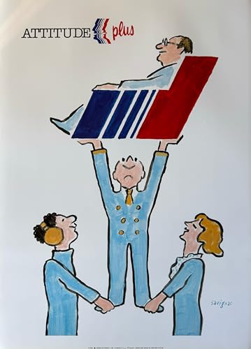Affiche Air France Savignac Attitude Plus 50X70 Cm poster vintage mural