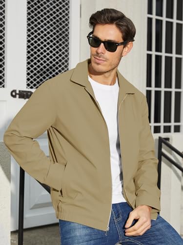 Image of TACVASEN Mens Lightweight Windbreaker Full Zip Up Laydown Collar Jackets Light Casual Coat with Zip Pockets