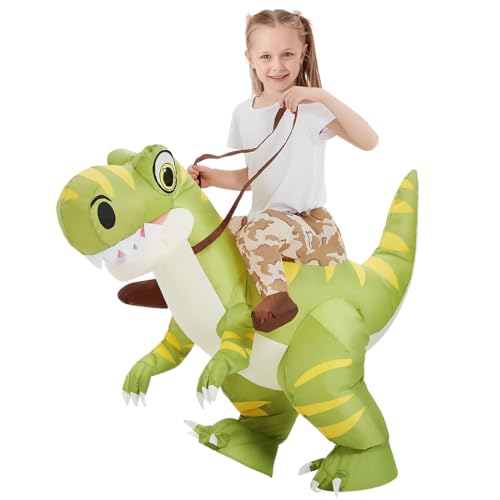 GOOSH Inflatable Dinosaur Costume Kids Halloween Blow up Costume for Boy Girl Funny Riding Dinosaur Costume for Party Cosplay